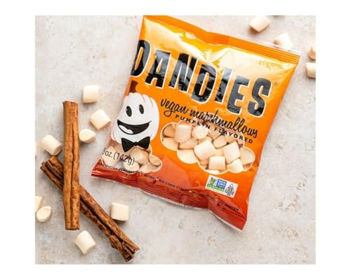 Dandies Pumpkin Vegan Marshmallows, No Artificial Flavorings, Food Dyes, Corn Syrup, Or Gelatin, Perfect For Hot Chocolate, Desserts, Or Snacking