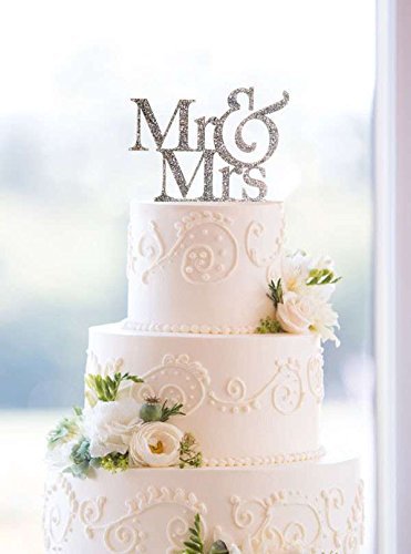[Usa-Sales] Mr And Mrs Sign, Bride And Groom Cake Topper Silver, Wedding Decorations
