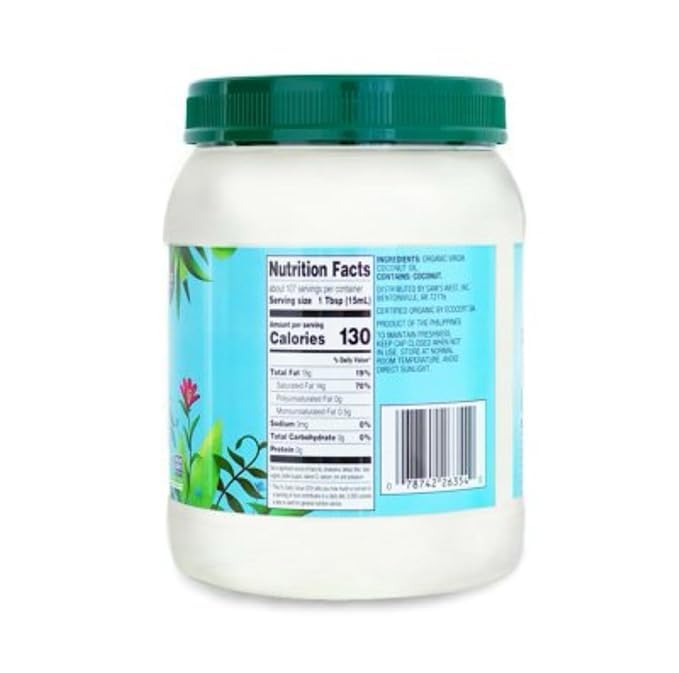 Member Mark Organic Virgin Coconut Oil, 56 Fl Oz Of Cold Pressed And Unrefined Coconut Oil