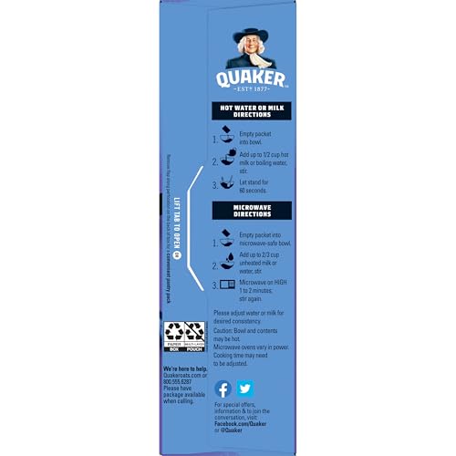 Quaker Instant Oatmeal, Fruit Fusion Blueberry Blackberry, Heart Healthy, 8.4 Oz, Pack Of 6