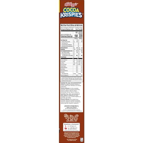 Kelloggs Cocoa Krispies Breakfast Cereal, Kids Snacks, Family Breakfast, Family Size, Chocolatey Flavor, 19oz Box (1 Box)
