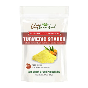 TURMERIC STARCH 2.47 oz (70g) VIETFARMFOOD: Freeze-Dried Extracted From 100% Pure, Sugar-Free. Used To Mix Mixed Drinks Fresh Fr