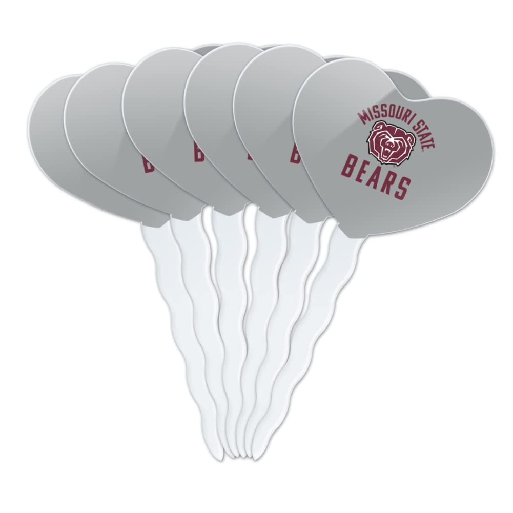 GRAPHICS & MORE Cupcake Picks Set of 6, Acrylic, Missouri State University, One Size, Heart Decoration