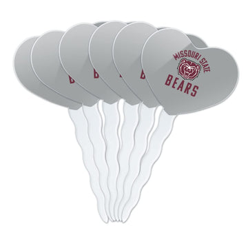GRAPHICS & MORE Cupcake Picks Set of 6, Acrylic, Missouri State University, One Size, Heart Decoration