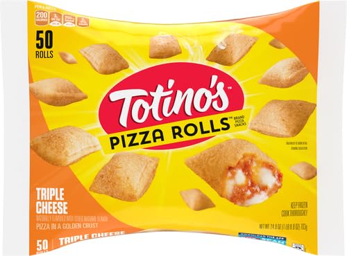 Totinos Pizza Rolls, Triple Cheese Flavored, Frozen Snacks, 50 Rolls, 24.8 oz
