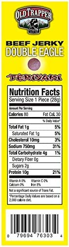 LYZAS SWEETS &   Old Trapper Beef Jerky Gift Set, Peppered & Teriyaki, 21 Ounce (Pack of 2) with Bonus Magnet