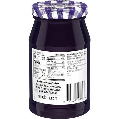Smucker'S Blueberry Preserves, 12 Ounce (Pack Of 6)