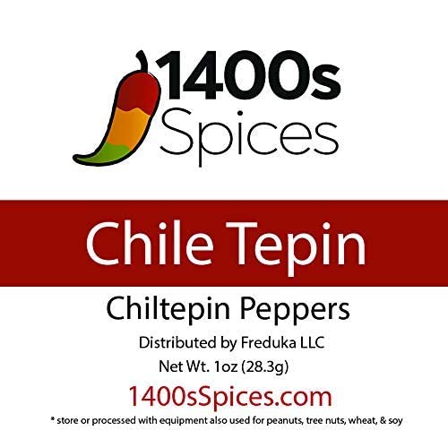 1400S SPICES Dried Chiltepin Peppers, 1oz Pack of 1 for Authentic Mexican Food