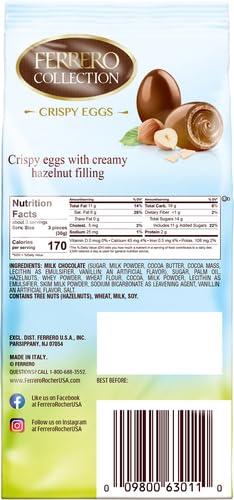 Ferrero Fine Hazelnut Milk Chocolate Eggs Easter Basket Stuffers Hazelnut Flavored 10 Count Pack Of 5 Bags 3.5 Oz