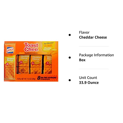 Lance Toast Chee Cheddar Cheese Sandwich Crackers 8 On-The-Go Packs Of 6 Sandwiches 11.3 Oz (Pack Of 3)