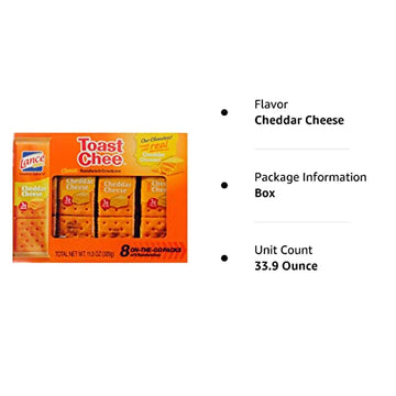 Lance Toast Chee Cheddar Cheese Sandwich Crackers 8 On-The-Go Packs Of 6 Sandwiches 11.3 Oz (Pack Of 3)