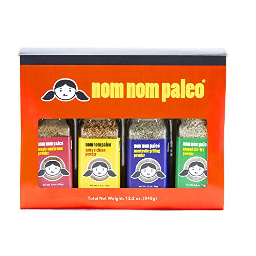 The Spice Lab Nom Nom Paleo Seasoning Gift Set - Gluten Free Umami Seasoning - Mushroom Powder For Cooking - Kosher Paleo Friend