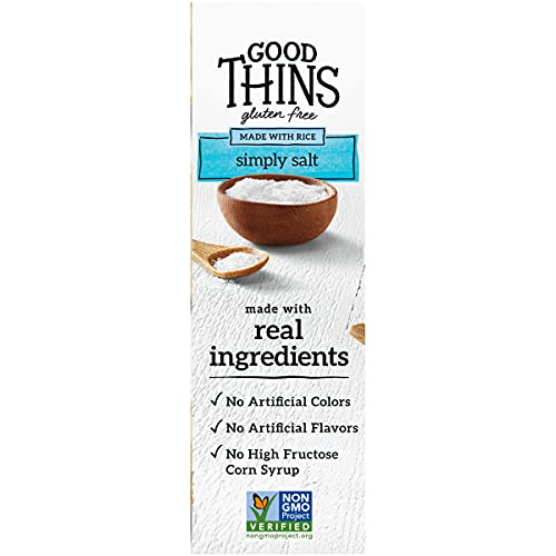 Good Thins Simply Salt Rice Snacks Gluten Free Crackers, 3.5 oz (Pack of 3)