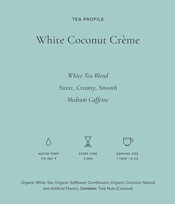 Art of Tea White Coconut Crème Tea 50 Eco Friendly Pyramid Sachets