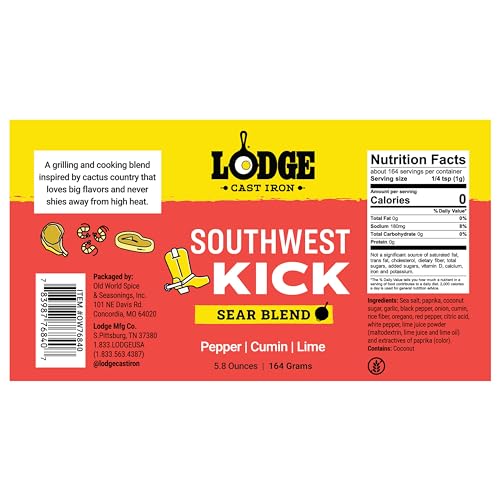 Lodge Sear Blend - Made For Cast Iron Cooking - Use Over The Grill, On The Stove, Or Even In The Oven, Non-Gmo – 5.8Oz (4 Pack) - Southwest Kick