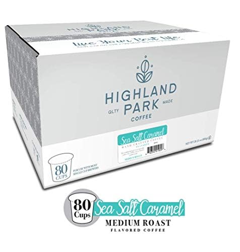 HIGHLAND PARK Coffee Pods Compatible with Keurig, Sea Salt Caramel, 80 Count, Model 292428