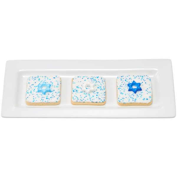 Mini Blue And White Star Of David Edible Sugar Cake Toppers, 24 Count