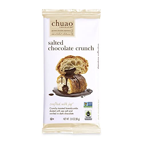 Chuao Chocolatier Salted Chocolate Crunch Dark Chocolate Bars | Gourmet Sea Salt Artisan No Preservatives | For Gift Baskets, Christmas, Valentines Day, Gifts For Women, Men, Birthday, Thank You, Care Package | 3 Pack