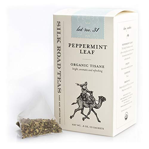 Silk Road Teas Organic Peppermint Leaf Tea, Herbal, Non-Caffeinated, 15 Biodegradable Tea Bags, 1 Count