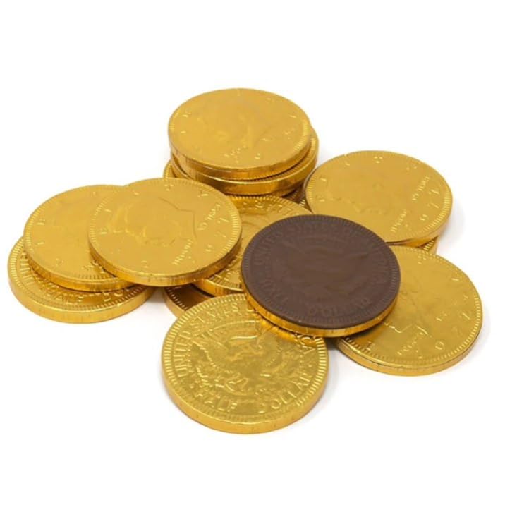 Holiday Gold Half Dollar Chocolate Coins. Milk Chocolate Coins For Birthdays, Christmas, Halloween Or Any Ocasion. Half Dollar G