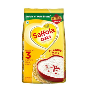 Saffola Oats | Rolled Oats | Delicious Creamy Oats | 100% Natural | High Protein & Fibre | Healthy Cereal For Weight Loss | 500G
