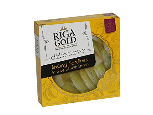 RIGA GOLD Brisling Sardines in Olive Oil with Lemon - 120g (Pack of 2)