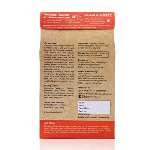 Pahari Roots Lakadong Turmeric Haldi Powder From Meghalaya With High Curcumin Content | 100 Gms