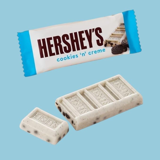 Hershy Cookies & Cream Fun Size Bars -1.5 Lbs Individually Wrapped Mini Hershy Bars - Classic White Chocolate And Crunchy Cookie
