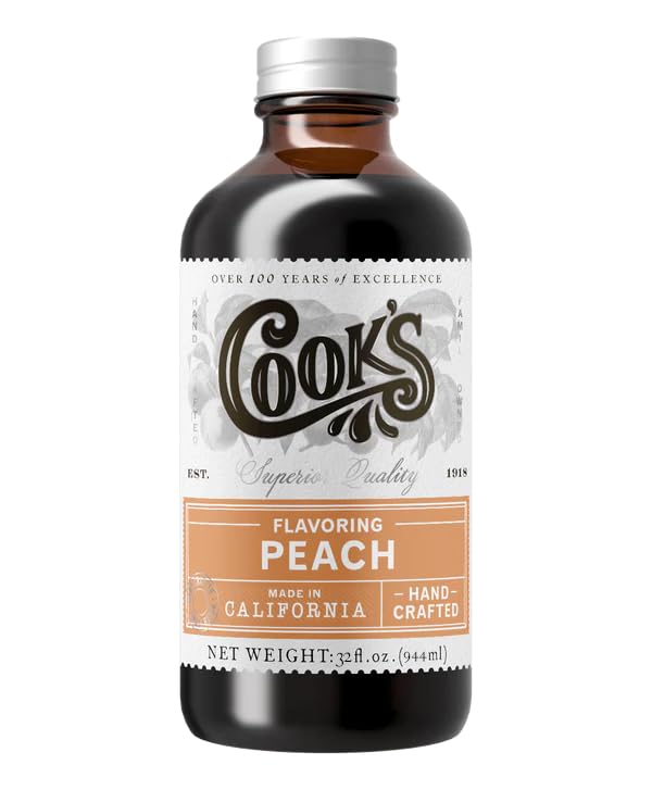 COOKS Peach Flavoring for Baking & Preserves, 32 Fl Oz - Ideal for Ice Cream, Jam, Cakes