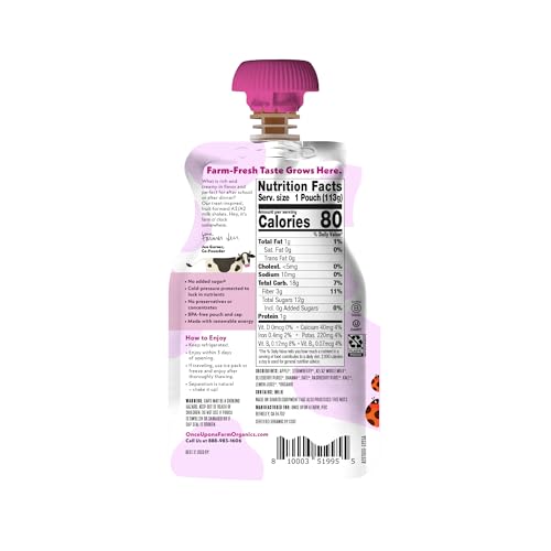 Once Upon a Farm A2/A2 Whole Milk Shake, Triple Berry Kids Pouch, 4oz