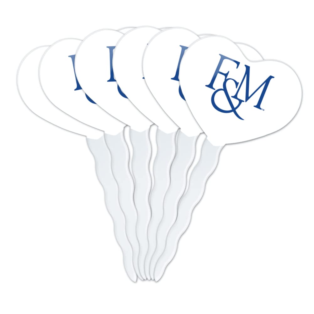 GRAPHICS & MORE Heart Cupcake Picks Set of 6, Acrylic, Franklin & Marshall College, Model CUPT.HRT.ACR.6PK.CLCFMC500B