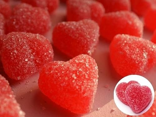 Queen City Candy Cave Sugar Dusted Cinnamon Hearts Gummy Candy, Chewy Red Cinnamon Hearts For Baking (8 Oz)