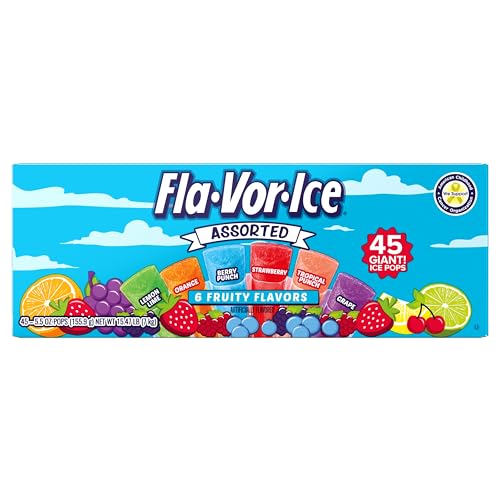 Fla-Vor-Ice Assorted Freezer Bars, Giant Pops 5.5Oz, 45 Count