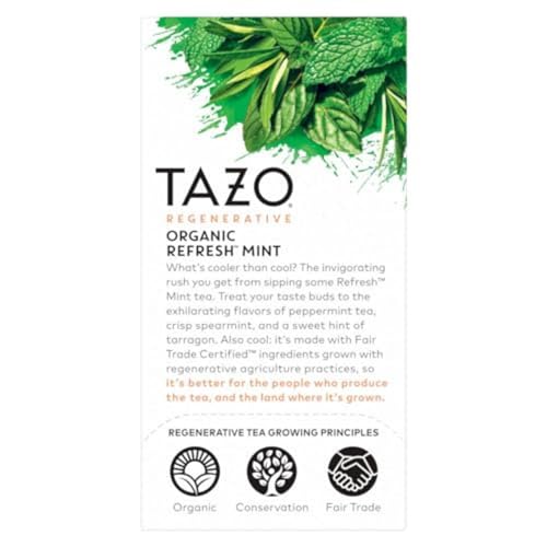 TAZO Refresh Mint Herbal Tea Bags, Caffeine Free, 96 Total Bags (16ct - Pack of 6)