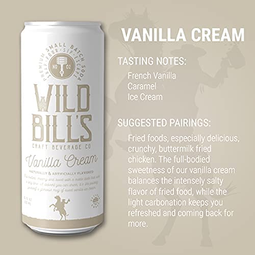 Wild Bills Vanilla Cream Soda, Caffeine Free, Gluten Free, 4 Pack, 12 Oz