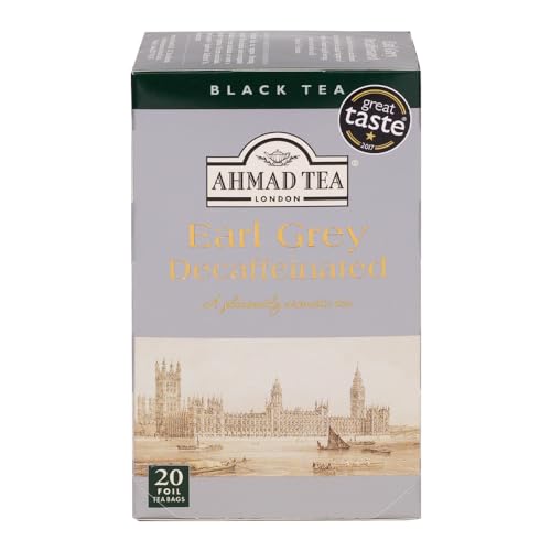 Ahmad Tea Decaffeinated Earl Grey Tea, 20-Count Boxes, 8.4 oz, Pack of 6, Earl Grey Decaf
