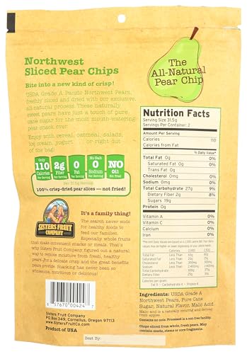 Sisters Fruit Company Northwest Pear Chips Sliced (12X2.25 Oz)