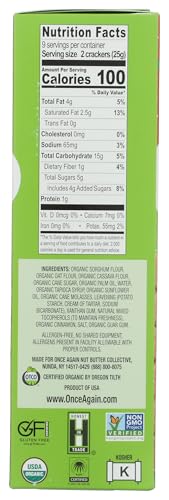 ONCE AGAIN Organic Cinnamon Graham Crackers, 7.93 OZ