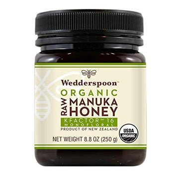 Wedderspoon Raw Organic Manuka Honey Kfactor 16+ Unpasteurized, Genuine New Zealand Honey, Multi-Functional, Non-Gmo Superfood,