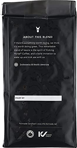 Kicking Horse Coffee, Kick Ass, Dark Roast, Whole Bean, 10 oz - Certified Organic, Fairtrade, Kosher Coffee (Pack of 6),10 Ounce