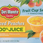 DEL MONTE Diced Peaches FRUIT CUP Snacks in 100% Fruit Juice, 12 Pack, 4 oz