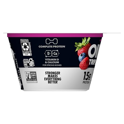 Oikos Triple Zero Mixed Berry Nonfat Greek Yogurt, 0% Fat, 0g Added Sugar and 0 Artificial Sweeteners, Just Delicious High Prote
