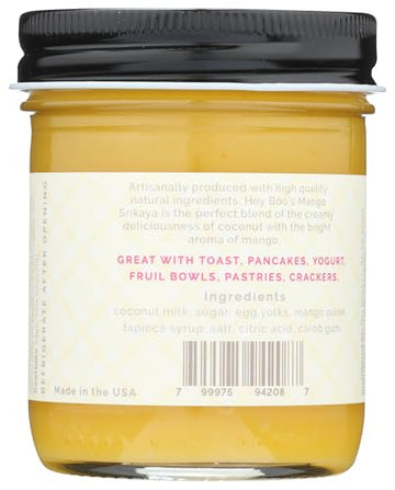 Hey Boo Mango Coconut Jam - Dairy Free, Non-GMO, 10 oz, Made in USA