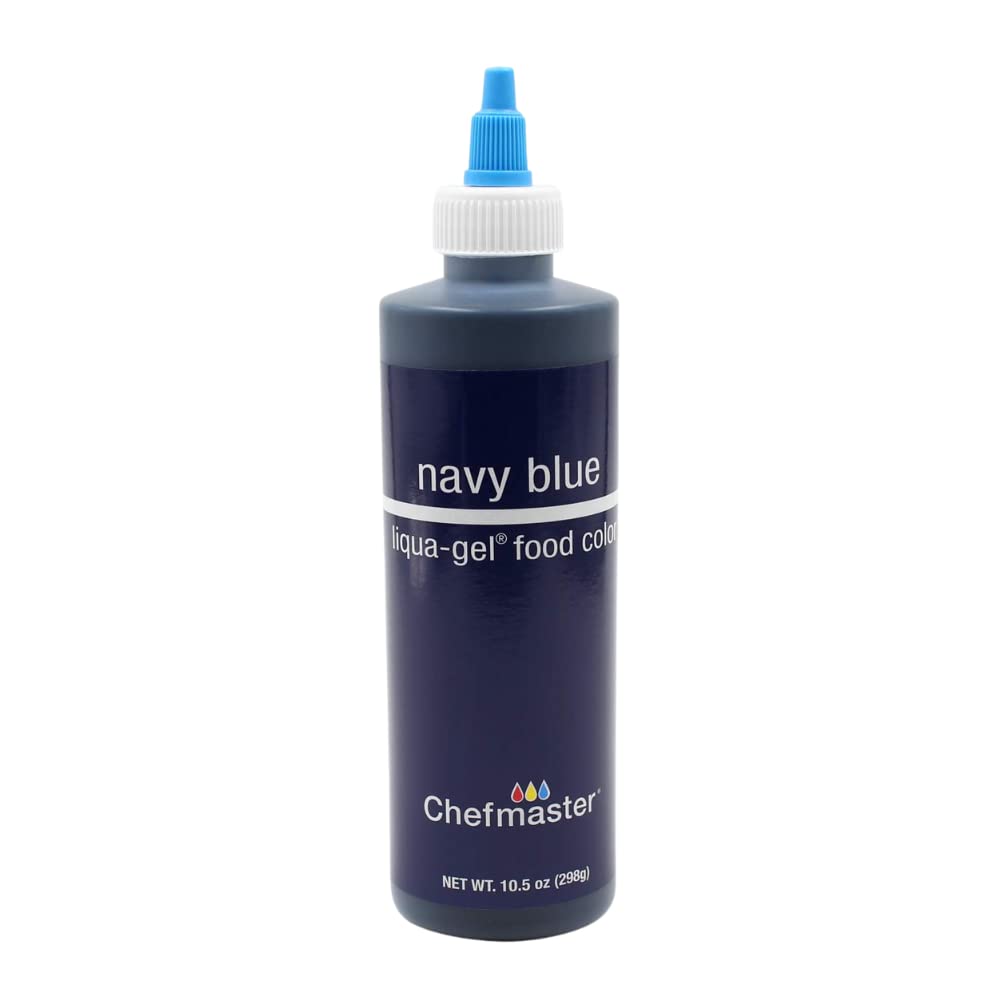 Chefmaster Navy Blue Liqua-Gel® Food Coloring | Vibrant Color | Professional-Grade Dye For Icing, Frosting, Fondant | Baking & Decorating | Fade-Resistant | Easy-To-Use | Made In Usa | 10.5 Oz