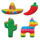 Cinco De Mayo - Cactus, Sombrero, Pinata, Chili Pepper Edible Sugar Cake Toppers, 12 Count