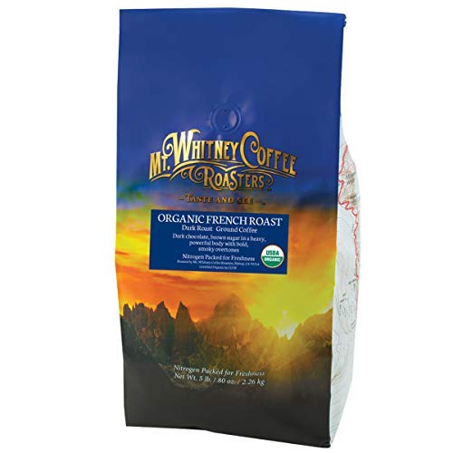 Mt. Whitney Coffee Roasters Organic French Roast Coffee, Dark Roast, Low Acid, Ground, 80 Ounce (5 Lb)