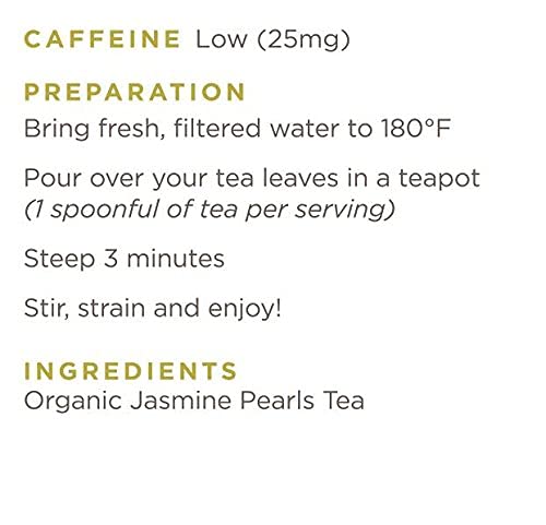 Golden Moon Tea Organic Jasmine Pearls Green Tea - Loose Leaf Dragon Pearls, Premium Grade, Non Gmo - 1 Pound (192 Servings)