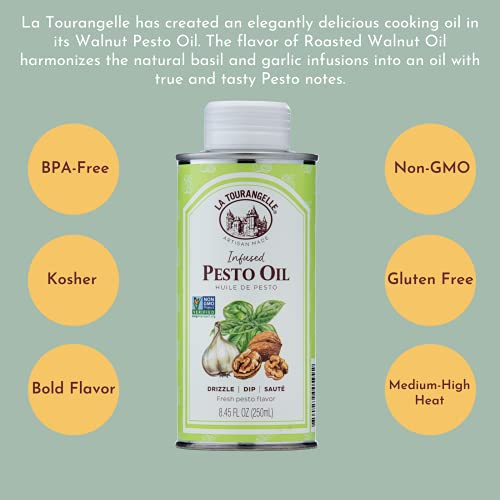 La Tourangelle, Pesto Infused Oil, Drizzle onto Pasta and Salads, Whisk in Seasonings for Easy Dipping Sauce, Vinaigrette, or Ma