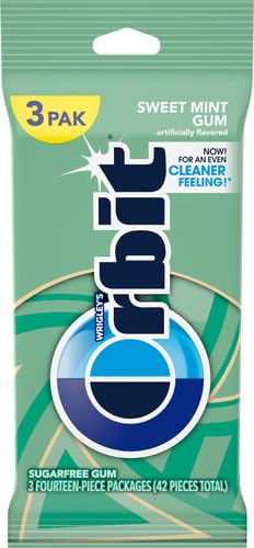 ORBIT Sweet Mint Sugar Free Back to School Chewing Gum, 3 Ct Packs (Pack of 2)