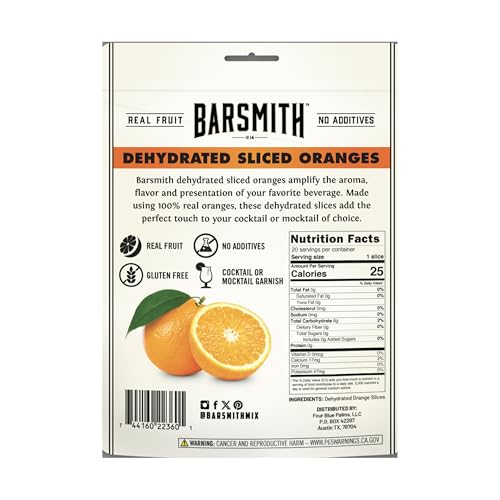 Barsmith Dehydrated Orange Slices (1.6Oz) - Real Orange Garnish For Cocktails, Mocktails, Tea & Baking - Zesty Citrus Flavor - P